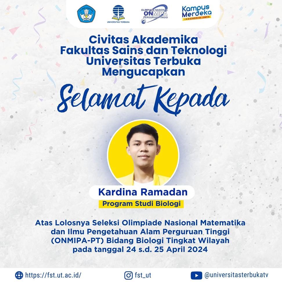 Mahasiswa Program Studi Biologi Lolos Seleksi Olimpiade Nasional Matematika dan Ilmu Pengetahuan Alam Perguruan Tinggi (ONMIPA-PT) Tingkat Wilayah Tahun 2024