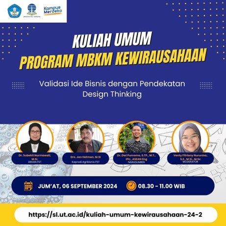 Kuliah Umum MBKM ke-1 Skema Kewirausahaan dengan Tema “Validasi Ide Bisnis dengan Pendekatan Design Thinking”