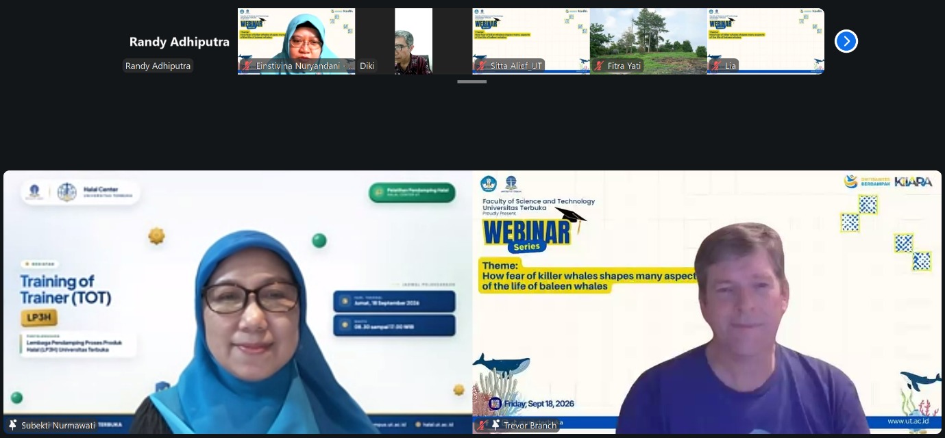 Tangkapan layar Zoom Webinar Series FST UT bersama Dr. Trevor A. Branch dan Dekan FST UT